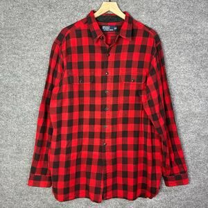 VINTAGE POLO‎ RALPH LAUREN BUFFALO RED PLAIN BUTTON DOWN SZ XL